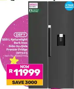 Game DEFY 555 L Naturelight Dark Inox Side-by-Side Freezer Fridge (DFF647) offer
