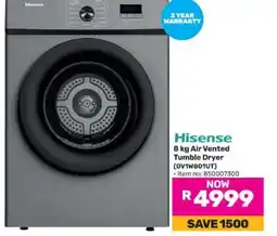 Game Hisense 8 kg Air Vented Tumble Dryer offer
