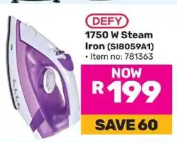 Game DEFY 1750 W Steam Iron (SI8059A1) offer