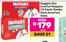 Game Huggies Dry Comfort Nappies OR Pants Jumbo Pack Assorted Sizes offer