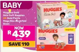 Game Huggies Gold Skin Soft Nappies OR Gold Pants Mega Box Assorted Sizes offer