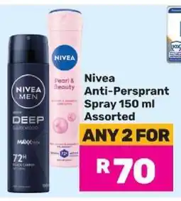 Game Nivea Anti-Perspirant Spray 150 ml Assorted offer