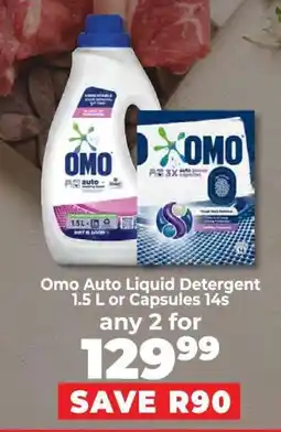 Food Lover's Market Omo Auto Liquid Detergent 1.5 L or Capsules 14s offer