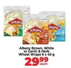 Food Lover's Market Albany Brown, White, or Garlic & Herb Wheat Wraps 6 x 45 g offer