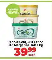 Food Lover's Market Canola Gold, Full Fat or Lite Margarine Tub 1 kg offer