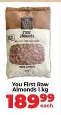 Food Lover's Market You First Raw Almonds 1 kg offer