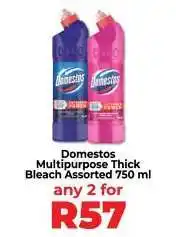 Food Lover's Market Domestos Multipurpose Thick Bleach Assorted 750 ml offer