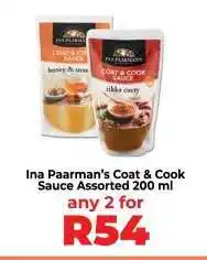 Food Lover's Market Ina Paarman's Coat & Cook Sauce Assorted 200 ml offer