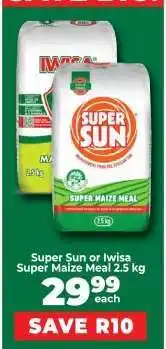 Food Lover's Market Super Sun or Iwisa Super Maize Meal 2.5 kg offer
