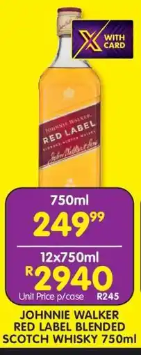Shoprite Johnnie Walker Red Label Blended Scotch Whisky 750ml offer