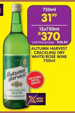 Shoprite AUTUMN HARVEST CRACKLING DRY WHITE/ROSÉ WINE 750ml offer