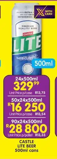 Shoprite CASTLE LITE BEER 500ml cans offer