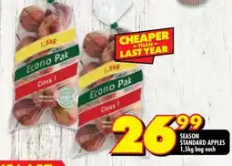 Shoprite SEASON STANDARD APPLES 1,5kg bag each offer
