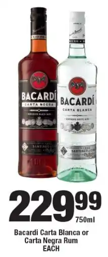 OK Liquor Bacardi Carta Blanca or Carta Negra Rum offer