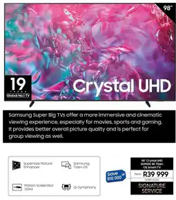 Samsung Samsung 98" Crystal UHD DU9000 4K Tizen OS Smart TV offer