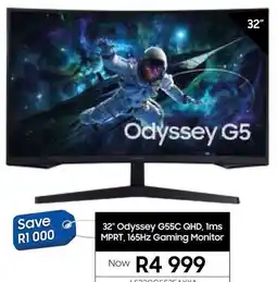 Samsung Samsung 32" Odyssey G55C QHD, 1ms MPRT, 165Hz Gaming Monitor offer