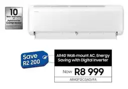 Samsung Samsung AR40 Wall-mount AC, Energy Saving with Digital Inverter offer