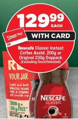 OK Foods Nescafé Classic Instant Coffee or Original Doypack offer