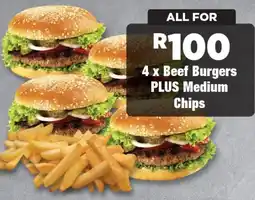 OK Foods Beef Burgers plus Medium Chips offer