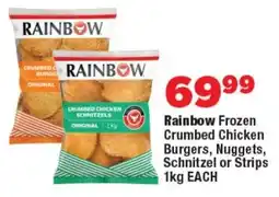 OK Foods Rainbow Frozen Crumbed Chicken Burgers, Nuggets, Schnitzel or Strips offer