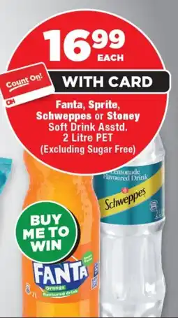 OK Foods Fanta, Sprite, Schweppes or Stoney Soft Drink offer