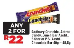 OK Foods Cadbury Crunchie, Astros Candy, Lunch Bar, 5 Star or P.S. Chocolate Bar offer
