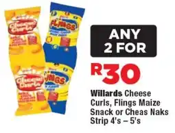 OK Foods Willards Cheese Curls, Flings Maize Snack or Cheas Naks Strip offer