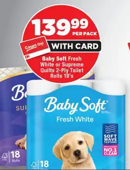 OK Foods Baby Soft Fresh White or Supreme Quilts 2-Ply Toilet Rolls offer