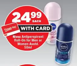 OK Foods Nivea Antiperspirant Roll-On for Men or Women offer