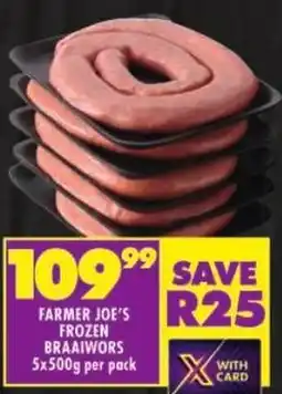 Shoprite Farmer joe's frozen braaiwors offer