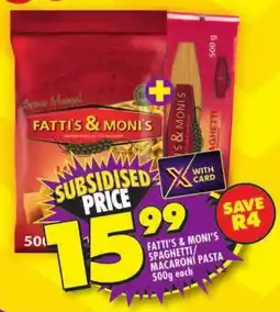 Shoprite Fatti's & moni's spaghetti/ macaroni pasta offer