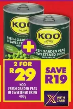 Shoprite Koo garden peas in sweetened brine offer