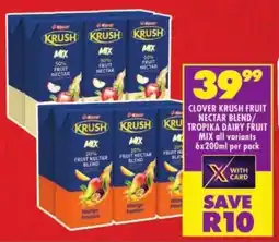 Shoprite Clover krush fruit nectar blend/ tropika dairy fruit mix offer