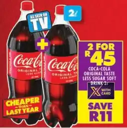 Shoprite Coca-cola original taste less sugar soft drink offer