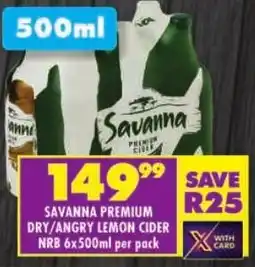 Shoprite Savanna premium dry/ angry lemon cider nrb offer