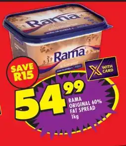 Shoprite RAMA ORIGINAL 60% FAT SPREAD 1kg offer