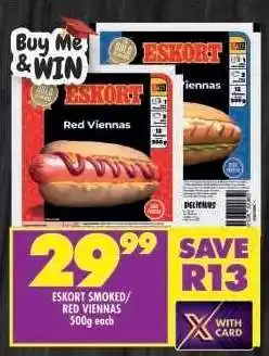 Shoprite ESKORT SMOKED/RED VIENNAS offer
