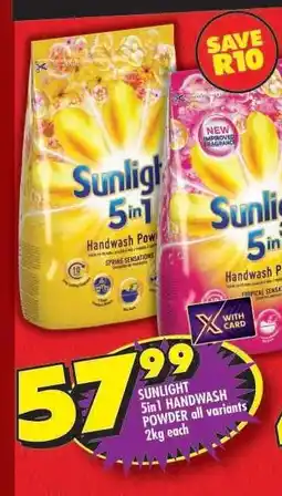 Shoprite SUNLIGHT 5in1 HANDWASH POWDER all variants 2kg each offer