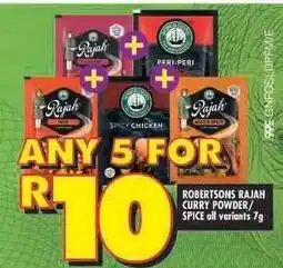 Shoprite ROBERTSONS RAJAH CURRY POWDER/SPICE all variants 7g offer