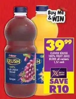 Shoprite Clover Krush 100 Fruit Juice Blend offer