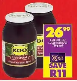 Shoprite KOO Grated/Sliced Beetroot offer