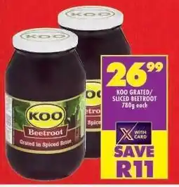 Shoprite KOO Grated/Sliced Beetroot offer