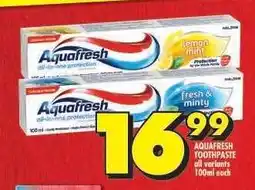 Shoprite AQUAFRESH TOOTHPASTE offer