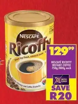 Shoprite NESCAFÉ RICOFFY INSTANT COFFEE 750g/800g each offer