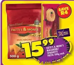 Shoprite Fatti's & Moni's Macaroni/Spaghetti Pasta 500g offer