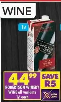 Shoprite ROBERTSON WINERY WINE all variants offer