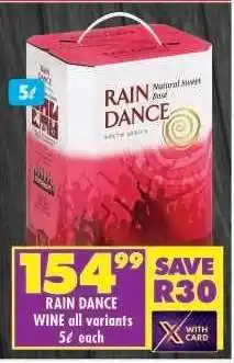 Shoprite RAIN DANCE WINE all variants offer