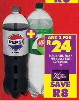 Shoprite PEPSI LIGHT/MAX/7UP SUGAR FREE SOFT DRINK 2L offer