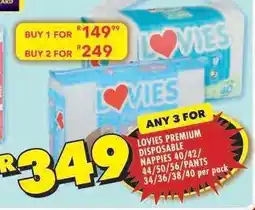 Shoprite LOVIES PREMIUM DISPOSABLE NAPPIES offer