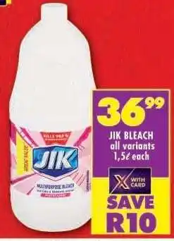 Shoprite JIK BLEACH all variants 1,5ℓ each offer